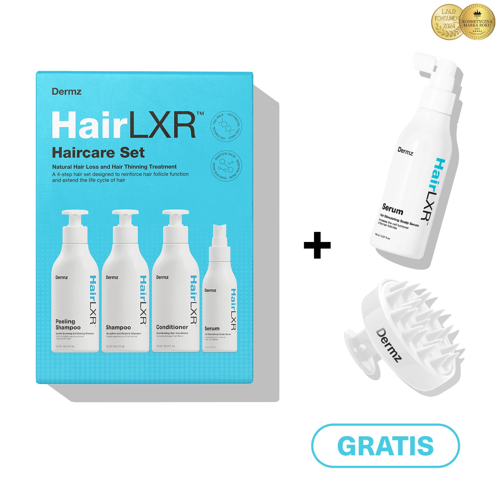 4-Step HairLXR Set + Free Serum & Hair Brush