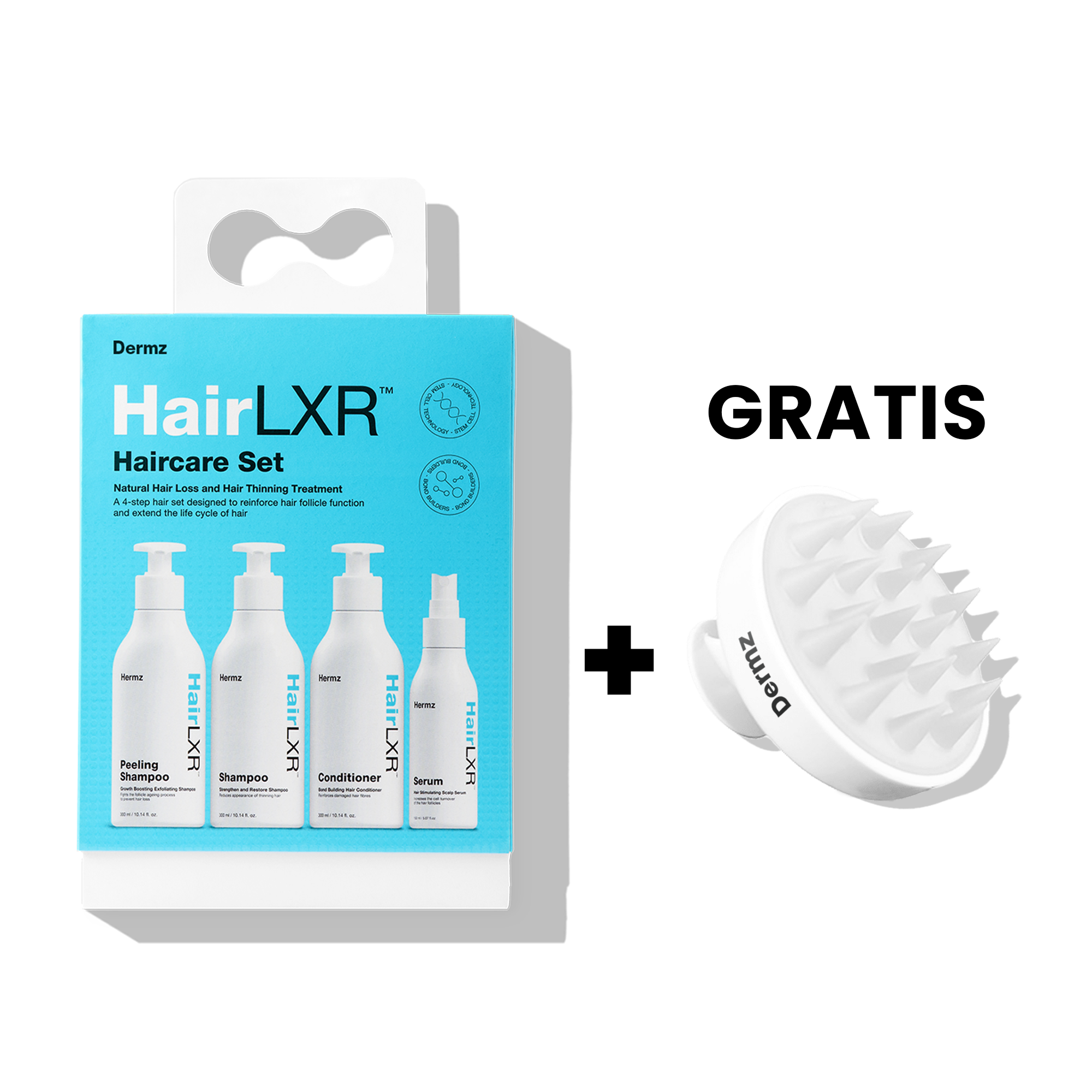 4-Stufen-HairLXR-Set + Kopfmassagebürste